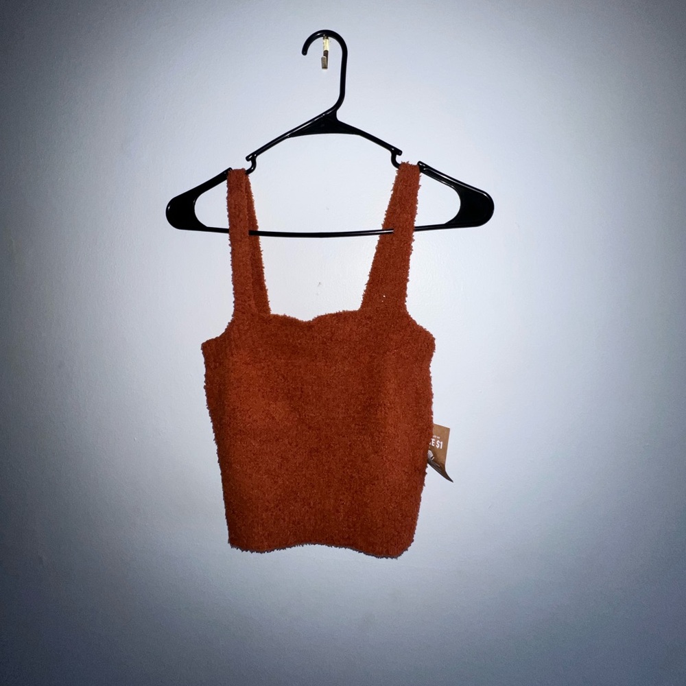 Cozy auburn fuzzy top